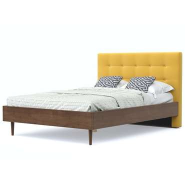 Кровать Альмена 140x200 коричнево-желтого цвета