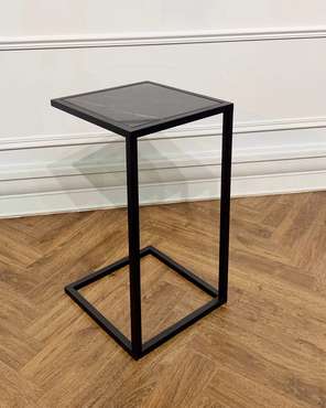 Стол кофейный черного цвета с мраморной столешницей 