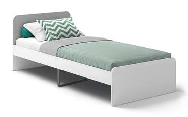 Кровать Home 90х200 бело-серого цвета без подъемного механизма