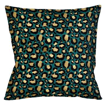 Интерьерная подушка Леопард изумрудного цвета