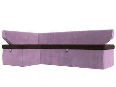 Угловой диван-кровать Омура сиренево-коричневого цвета левый угол