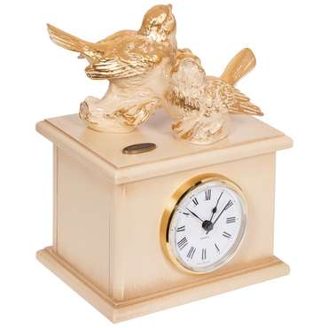 Часы Птички Терра Дуэт бежево-золотого цвета