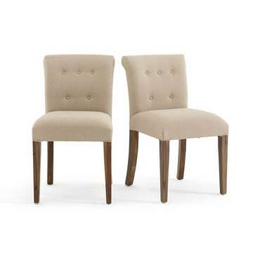 Комплект из двух стульев с обитой спинкой Adlia бежевого цвета