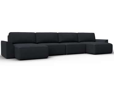 Угловой диван-кровать Лига-048 лонг темно-серого цвета (замша)