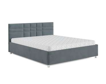 Кровать Нью-Йорк 160х190 серо-синего цвета с подъемным механизмом (велюр)