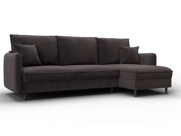 Угловой диван-кровать Лига-064 коричневого цвета