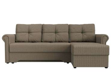 Угловой диван-кровать Леон коричнево-бежевого цвета правый угол