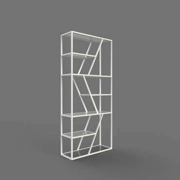 Стеллаж "Demid" белый с тонированным стеклом (2200х1100х300)