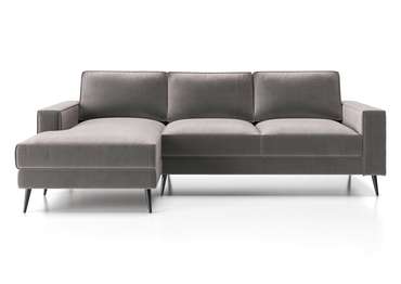 Угловой диван-кровать Мэдисон с оттоманкой коричнево-серого цвета