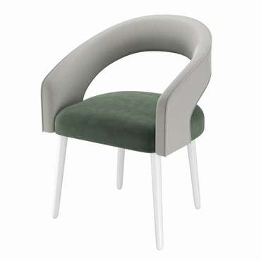 Стул-кресло мягкий Veronica темно-зеленого цвета на белых ножках