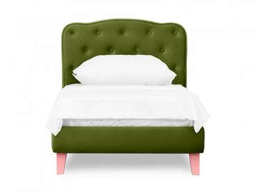 Кровать Candy 80х160 зеленого цвета с розовыми ножками