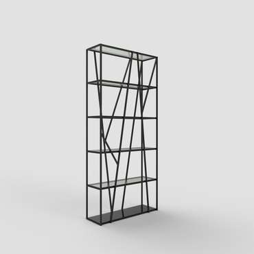 Стеллаж "Olivia" черный с тонированным стеклом (2100х1000х300)
