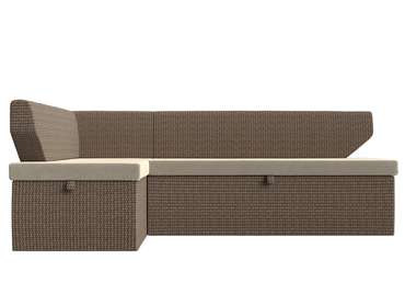 Угловой диван-кровать Омура бежево-коричневого цвета левый угол