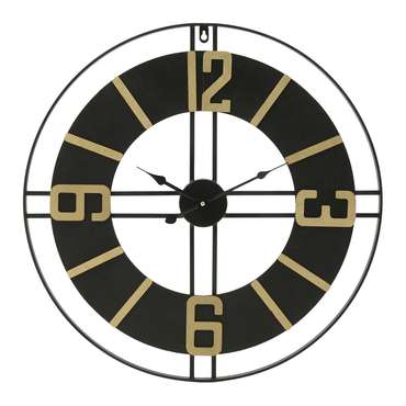 Часы настенные с кварцевым механизмом черно-золотистого цвета
