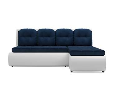 Угловой диван-кровать Кормак бело-синего цвета