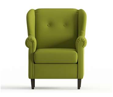 Кресло из велюра Леон зеленого цвета