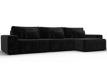 Угловой диван-кровать Лига-074 черного цвета