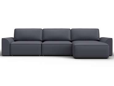 Угловой диван-кровать Лига-048 лонг серого цвета (экокожа)