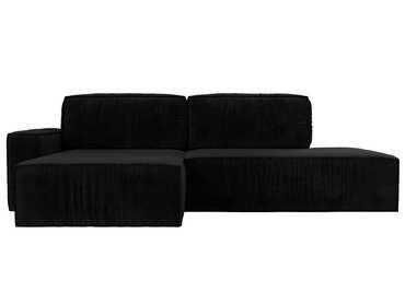 Угловой диван-кровать Прага модерн черного цвета левый угол