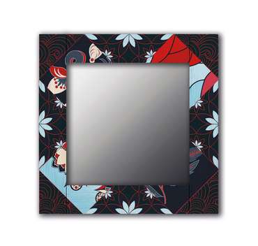 Настенное зеркало Весенние цветы 50х65 черного цвета