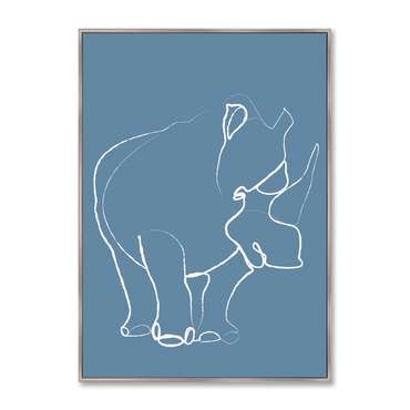 Репродукция картины на холсте Rhino on blue