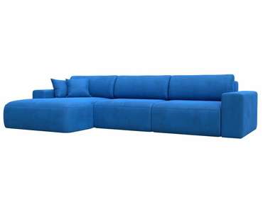 Угловой диван-кровать Лига 036 Классик Лонг темно-голубого цвета левый угол