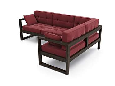 Угловой диван Астер с обивкой из красного велюра