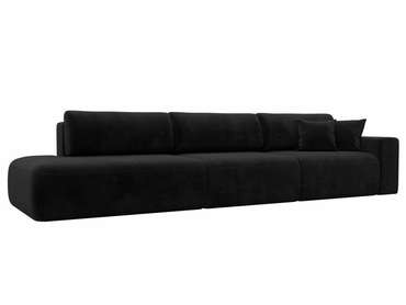 Диван-кровать Лига 036 Модерн Лонг черного цвета с правым подлокотником