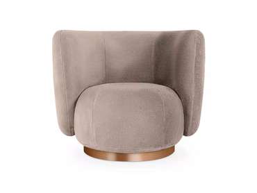 Кресло Lucca серо-бежевого цвета с коричневым основанием 