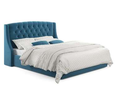 Кровать Stefani 140х200 с подъемным механизмом синего цвета