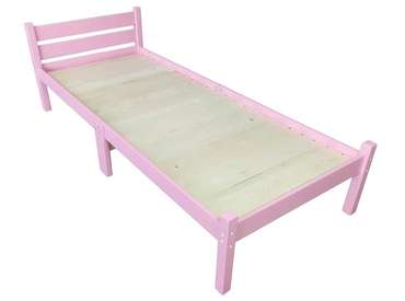 Кровать Классика Компакт сосновая со сплошным основанием 60х190 розового цвета