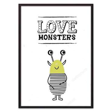 Постер в рамке Монстр "Love monsters" 21х30 см