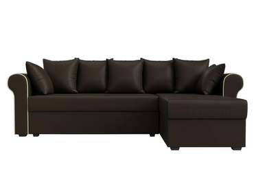 Угловой диван-кровать Рейн коричневого цвета (экокожа) правый угол