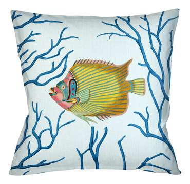 Декоративная подушка Фантастика подводного мира версия 10 сине-голубого цвета