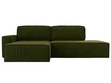 Угловой диван-кровать Прага модерн зеленого цвета левый угол