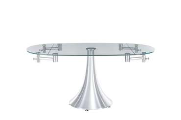 Раскладной обеденный стол со стеклянной столешницей