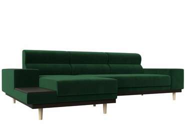 Угловой диван-кровать Леонардо темно-зеленого цвета левый угол