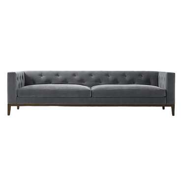 Диван Italia Tufted Shelter Arm серого цвета