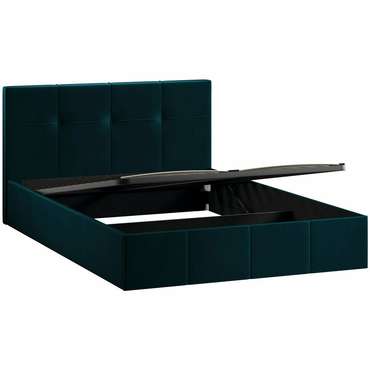 Кровать с мягкой обивкой Лора 140х200 Велюр Confetti Izumrud с подъемным механизмом