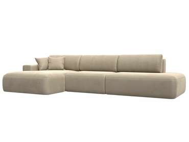 Угловой диван-кровать Лига 036 Модерн Лонг бежевого цвета левый угол