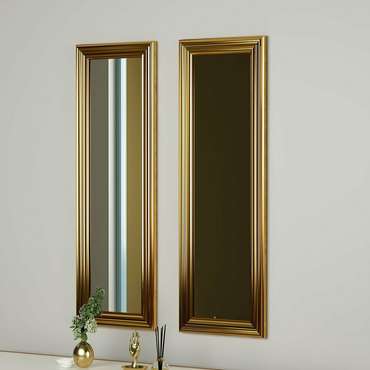 Набор из двух настенных зеркал Decor 30х90 золотого цвета