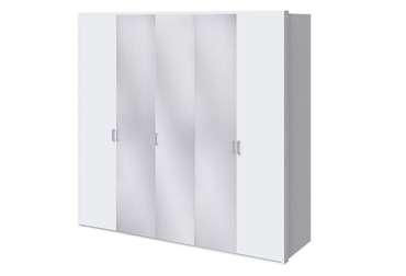 Шкаф распашной пятидверный зеркальный Белла белого цвета