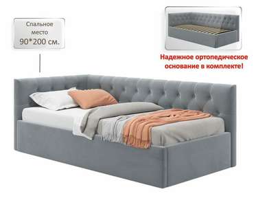 Кровать Afelia 90х200 серого цвета с ортопедическим основанием