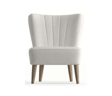 Кресло Пальмира в обивке из велюра белого цвета