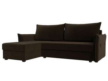 Угловой диван-кровать Лига 004 темно-коричневого цвета угол левый