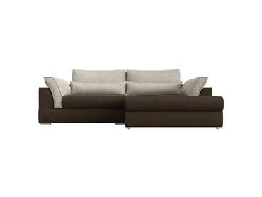 Угловой диван-кровать Пекин бежево-коричневого цвета угол правый