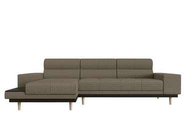 Угловой диван-кровать Леонардо бежево-коричневого цвета левый угол