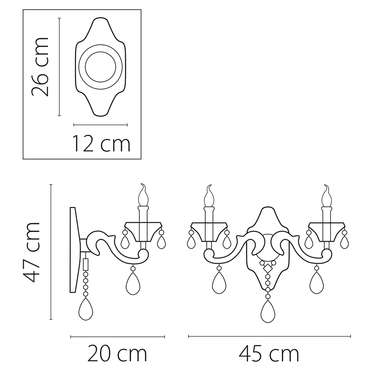 Бра AMPOLLO 2х60W E14 24К ЗОЛОТО