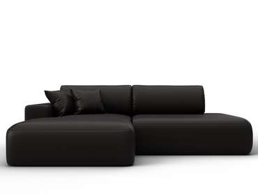 Угловой диван-кровать Лига 036 Модерн темно-коричневого цвета левый (экокожа)