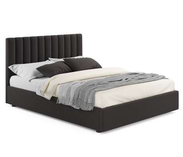 Кровать с подъемным механизмом и двумя тумбами Olivia 160х200 коричневого цвета
